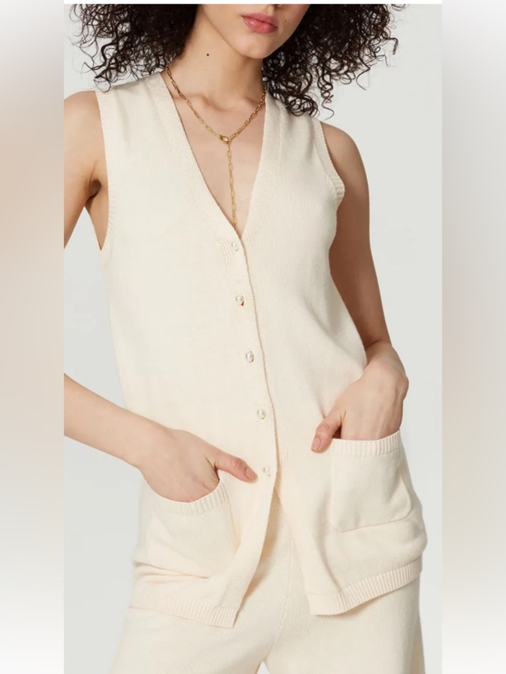 YourStyle M Knit Vest in Cream 100% viscose women size m